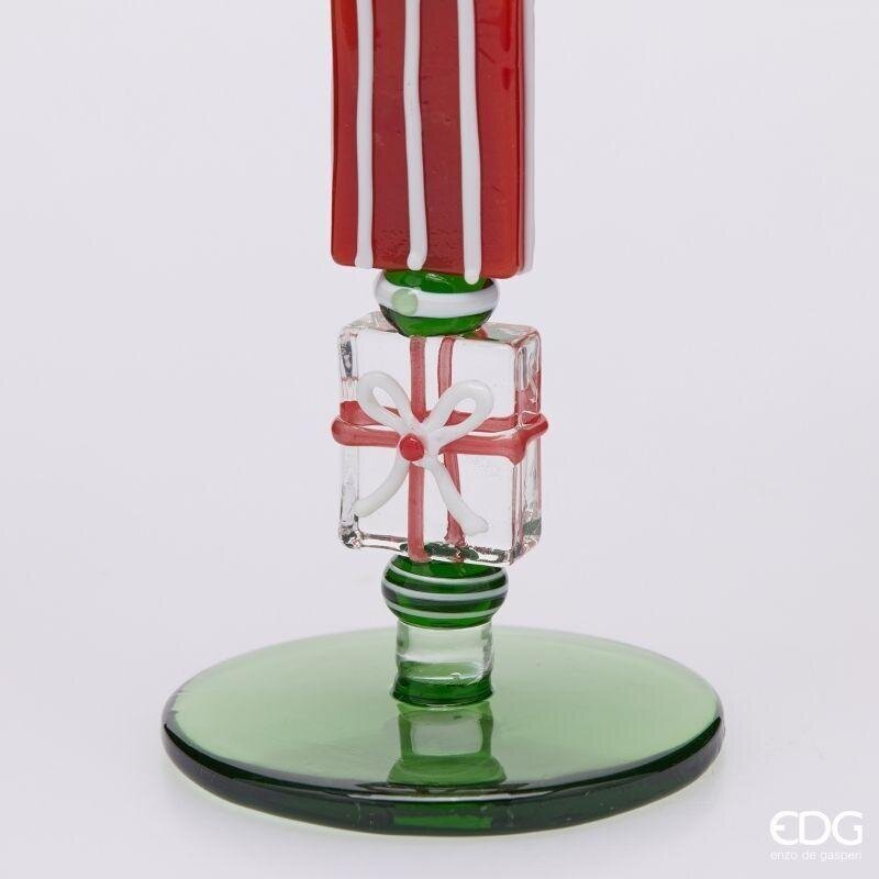 EDG Enzo De Gasperi Kerzenhalter Pacchi Green Red H22 Ø7,5 cm – Weihnachtsdeko