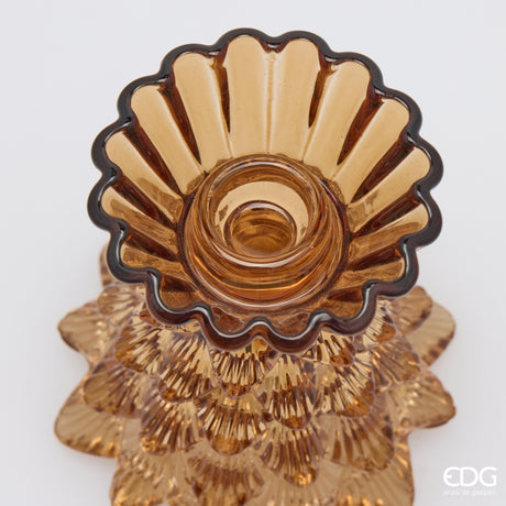 EDG Enzo De Gasperi Kerzenhalter Kiefer aus Glas H14 Ø12 cm Braun – Weihnachtsdekoration