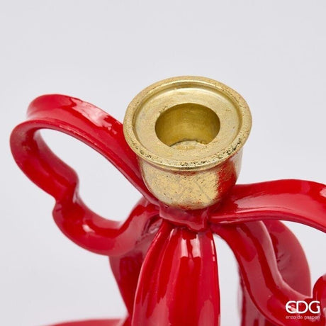 EDG Enzo De Gasperi Kerzenhalter Weihnachtsschleife H20 cm Rot Gold – Weihnachtsdeko