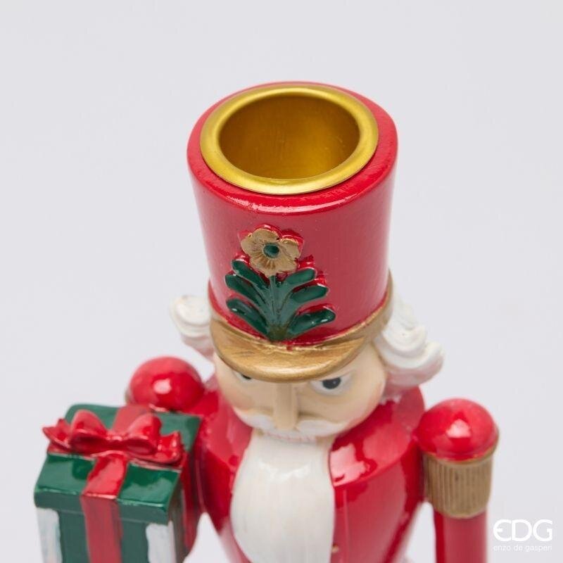 EDG Enzo De Gasperi Portacandela Soldatino Green Red H26 Ø11 cm – Decorazione di Natale