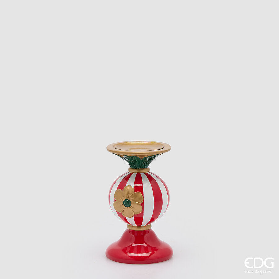 EDG Enzo De Gasperi Portacandela Sfera Natalizio H18 cm Verde Rosso – Decorazione di Natale