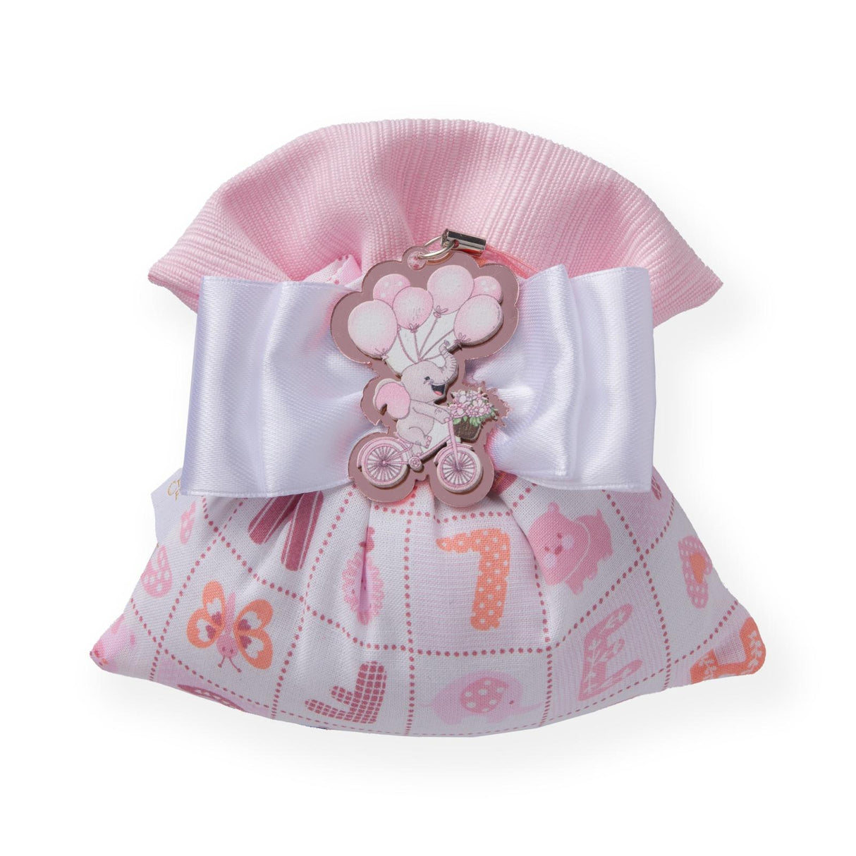 Creazioni per Enzo Sacchetto Bomboniera Baby Letterina Rosa 14x13 cm Portaconfetti Cf 10 pz