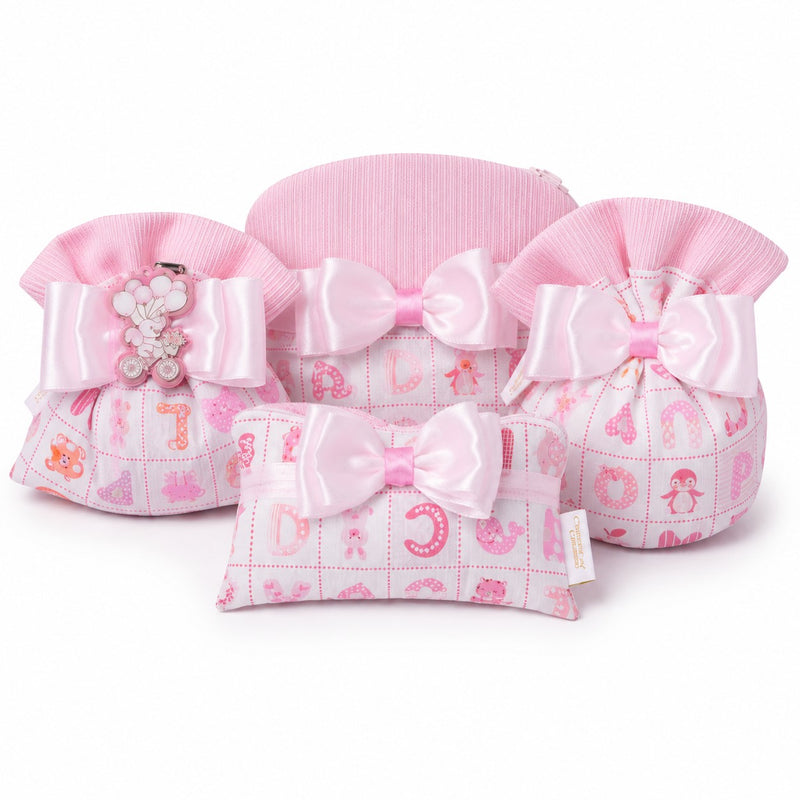 Creazioni per Enzo Sacchetto Bomboniera Baby Letterina Rosa 14x13 cm Portaconfetti Cf 10 pz