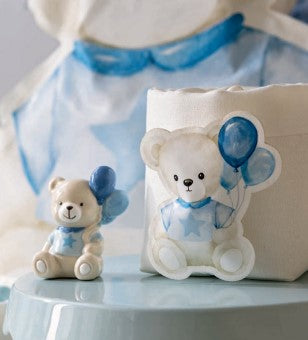 Cupido&Co. Teddybär mit hellblauen Luftballons H 70 Cm