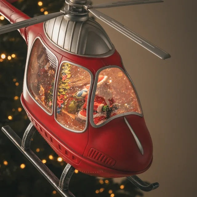 EDG Enzo De Gasperi Weihnachtsdeko Hubschrauber H 23 Cm L 47 Cm L 10,5 Cm Musik Mov. Led Rot