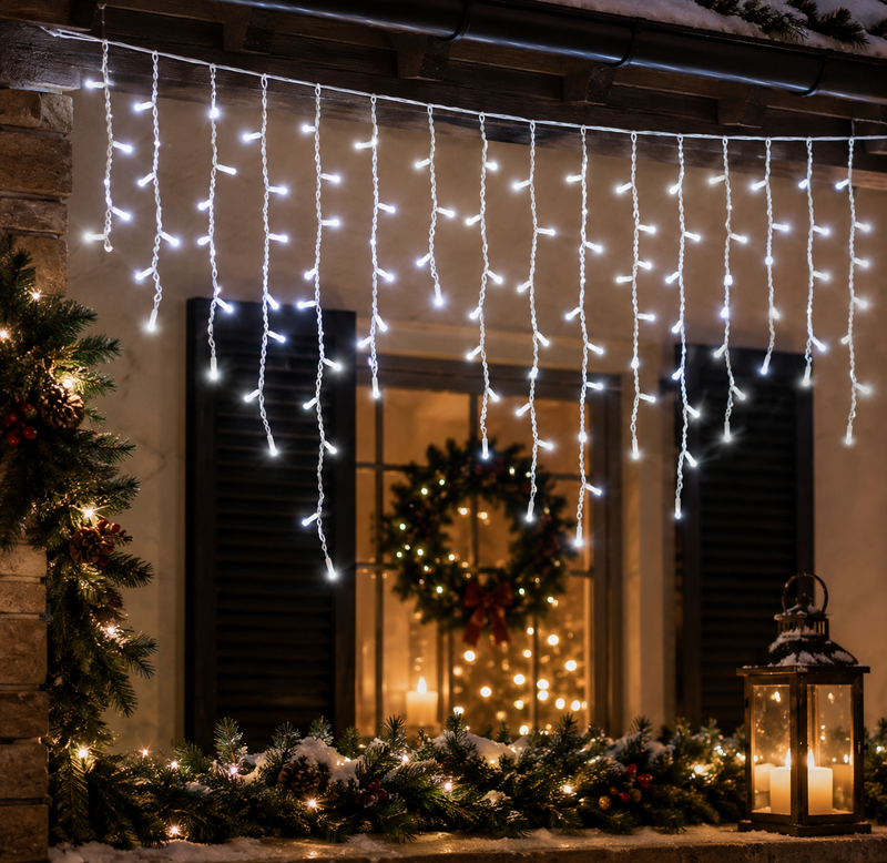 EDG Enzo De Gasperi Wasserfall LED verlängerbar Eiszapfen 228 Maxiled H 90 cm L 300 cm Elfenbein
