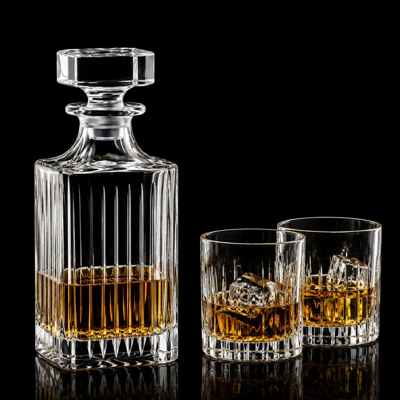 RCR Cristalleria Italiana Timeless - Quadratische Flasche mit quadratischem Glasstopper