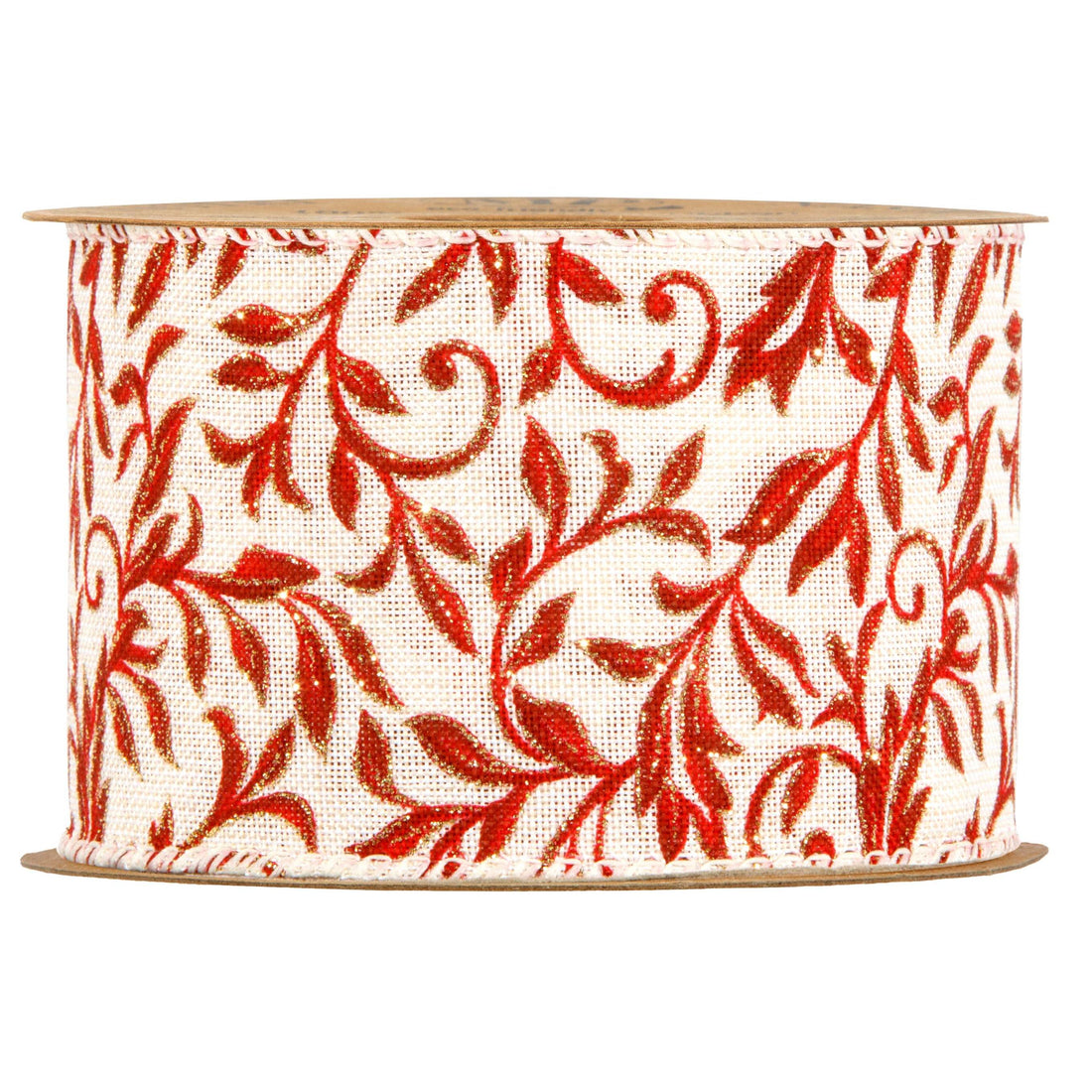 Piovaccari Nastro Natalizio Red Arabesque Rot 63 mm x 10 m – Dekoratives Band mit Arabeskenmuster für Weihnachtsbaum, Schleifen und Geschenkverpackungen