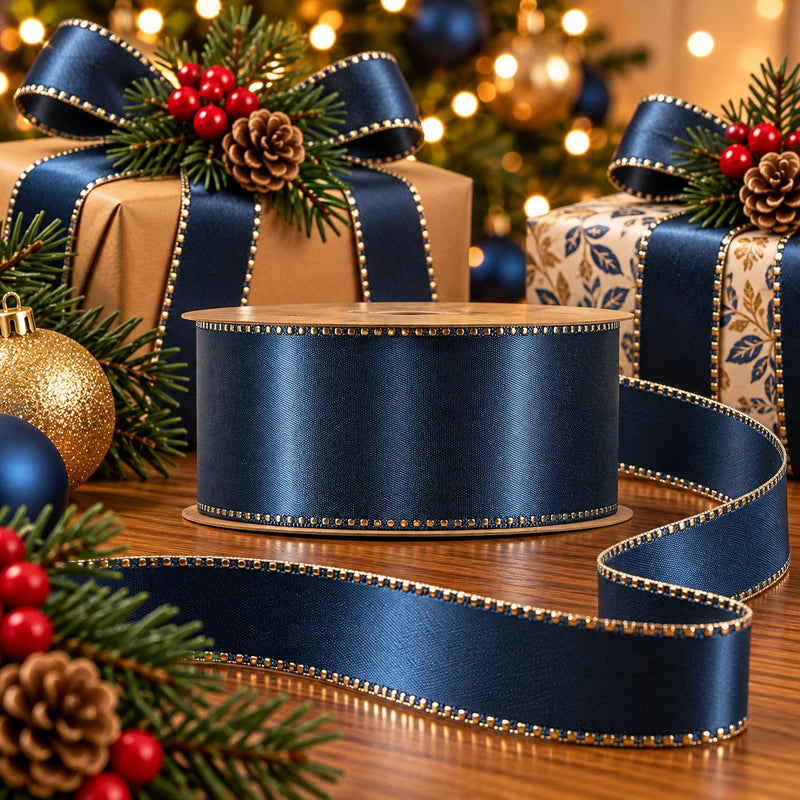 Piovaccari Band Satinée Sargassi Sea 40 mm x 20 m – Glanzband für Schleifen, Geschenkverpackungen und Weihnachtsdekoration
