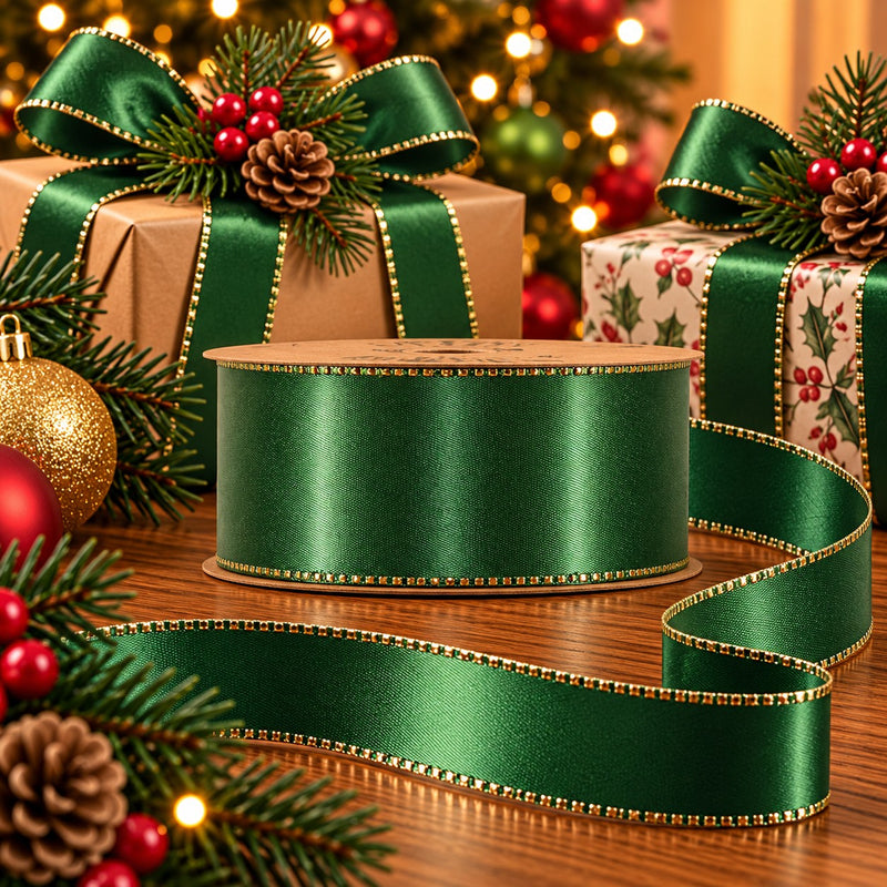 Piovaccari Nastro Satinée Courtyard 40 mm x 20 m – Elegantes Satinband für Schleifen, Geschenkverpackungen und Weihnachtsdekoration