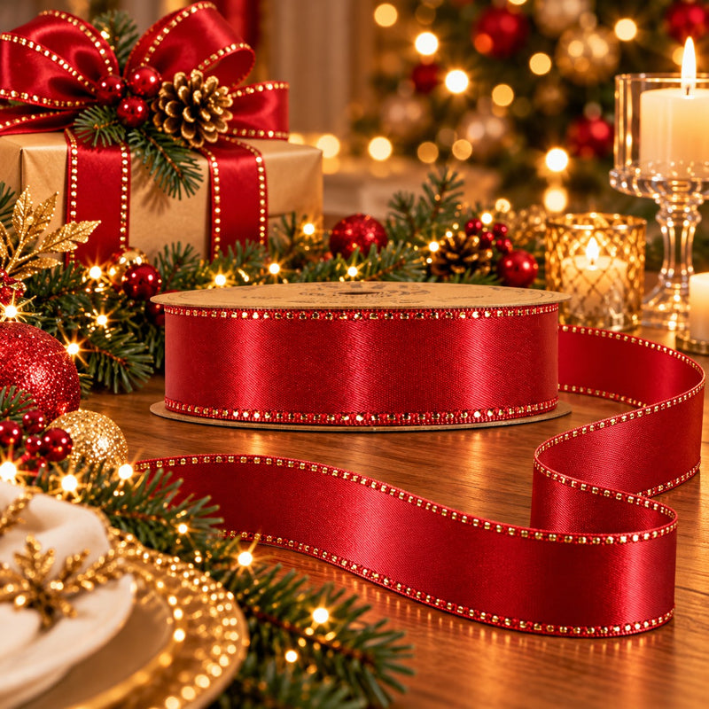 Piovaccari Band Satinée Red Dahlia 15 mm x 20 m – Rotes Satinband für Schleifen, Geschenkverpackungen und Weihnachtsdekorationen