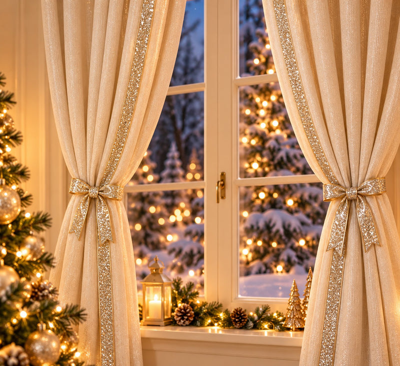 Piovaccari Band Desirée Champagner 25 mm x 10 m – Weihnachtliches Dekoband für Weihnachtsbaum, Schleifen und Geschenkverpackungen