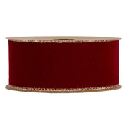 Piovaccari Band Double Sides Velvet & Glitter Dunkelrot 40 mm x 10 m – Weihnachtsband aus Samt und Glitzer für Weihnachtsbaum, Schleifen und Geschenkverpackungen