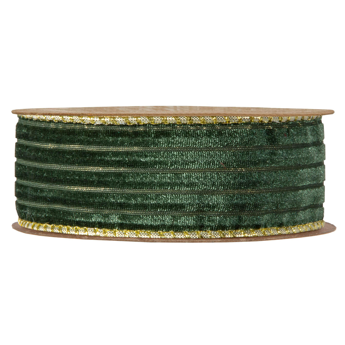Piovaccari Band Velvet Stripes Dunkelgrün 40 mm x 10 m – Weihnachtsband aus gestreiftem Samt für Weihnachtsbaum, Schleifen und Geschenkverpackungen
