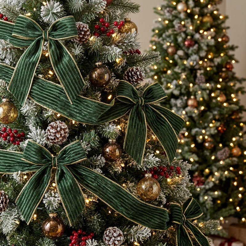 Piovaccari Band Velvet Stripes Dunkelgrün 40 mm x 10 m – Weihnachtsband aus gestreiftem Samt für Weihnachtsbaum, Schleifen und Geschenkverpackungen