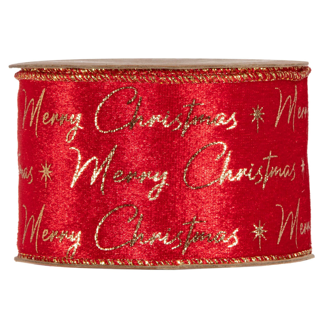 Piovaccari Band Merry Christmas 63 mm x 10 m – Weihnachtliches Dekoband mit Schriftzug Merry Christmas für Weihnachtsbaum, Schleifen und Geschenkverpackungen