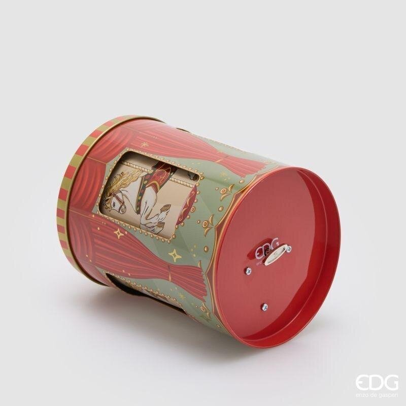 EDG Enzo De Gasperi Raumduft Flasche Schatzkästchen 300 ml mit Weihnachtskarussell H12 Ø10 cm Zimt – Raumduft