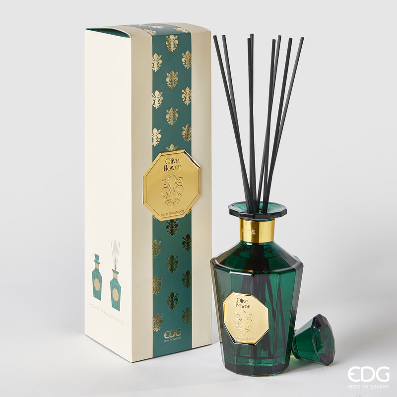 EDG Enzo De Gasperi Raumduftzerstäuber Flasche Goldlily H 21 Cm 500 Ml + Stäbchen Olive Flower