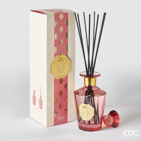EDG Enzo De Gasperi Raumduftzerstäuber Goldlily-Flasche H 21 Cm 500 Ml + Stäbchen Soft Roses
