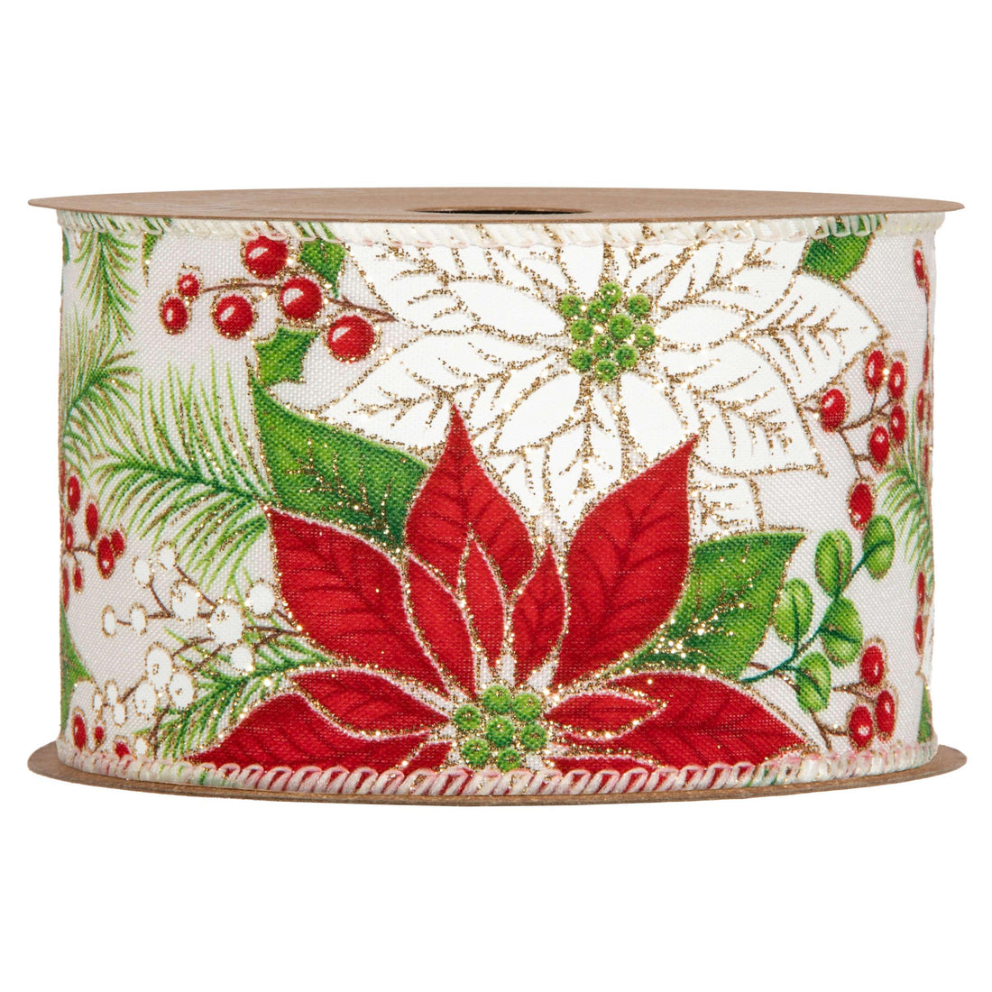 Piovaccari Band Weihnachtsstern 63 mm x 10 m – Dekoratives Weihnachtsband mit Weihnachtsstern-Motiv für Weihnachtsbaum, Schleifen und Geschenkverpackungen