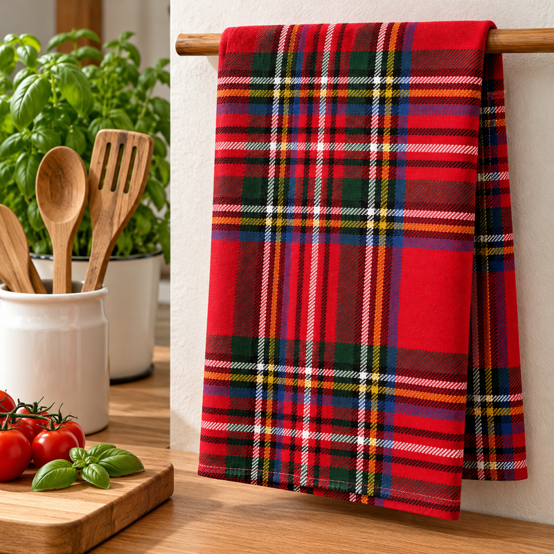 Androni Giocattoli 2er-Set Geschirrtücher Tartan – Geschirrtücher mit Karomuster, 2 Farben sortiert, 1 Set