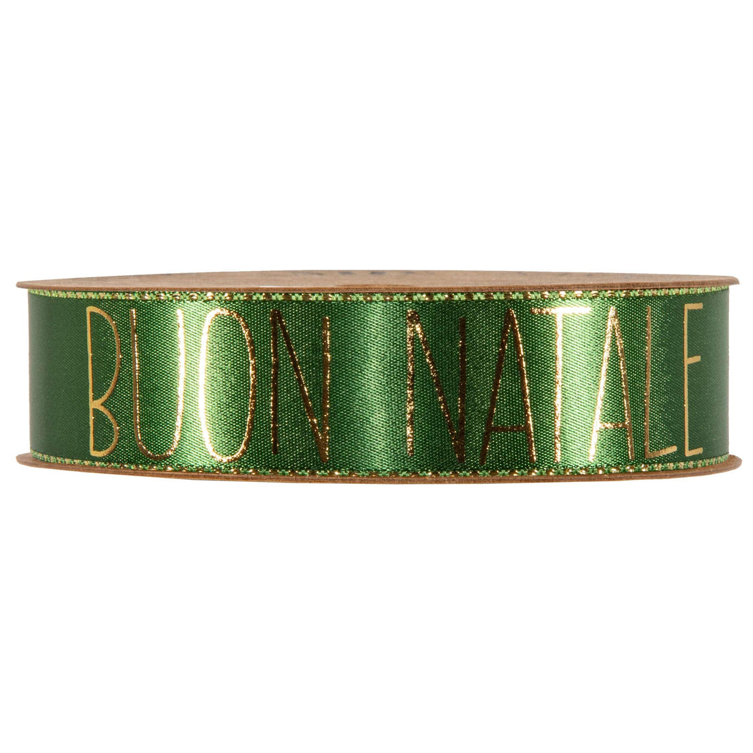 Piovaccari Band Buon Natale Courtyard 25 mm x 15 m – Weihnachtliches Dekoband mit Schriftzug „Buon Natale“ für Weihnachtsbaum, Schleifen, Geschenkpakete und Weihnachtsdekoration