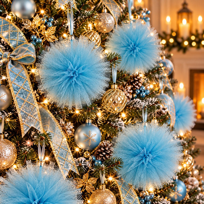 Piovaccari Pon Pon Hellblau Ø25 cm – Weihnachtsdeko für den Weihnachtsbaum, Schmuck, Feste und dekorative Arrangements