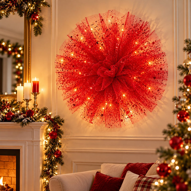 Piovaccari Pon Pon Rot Ø50 cm – Weihnachtsdekoration für den Weihnachtsbaum, Schmuck, Feste und dekorative Arrangements