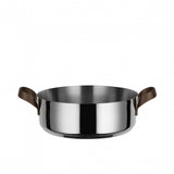 Alessi EDO Niedriger Topf D 24 cm mit zwei Griffen aus Edelstahl und braunem PVD