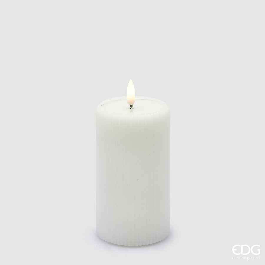 EDG Enzo De Gasperi LED-Kerze Lounge Moccolo H 13 Cm D 7,5 Cm Weiß