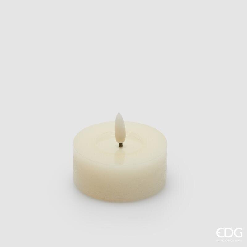 EDG Enzo De Gasperi Set 2 Candele LED Glitter Ivory Ø7 cm – Decorazione Natalizia