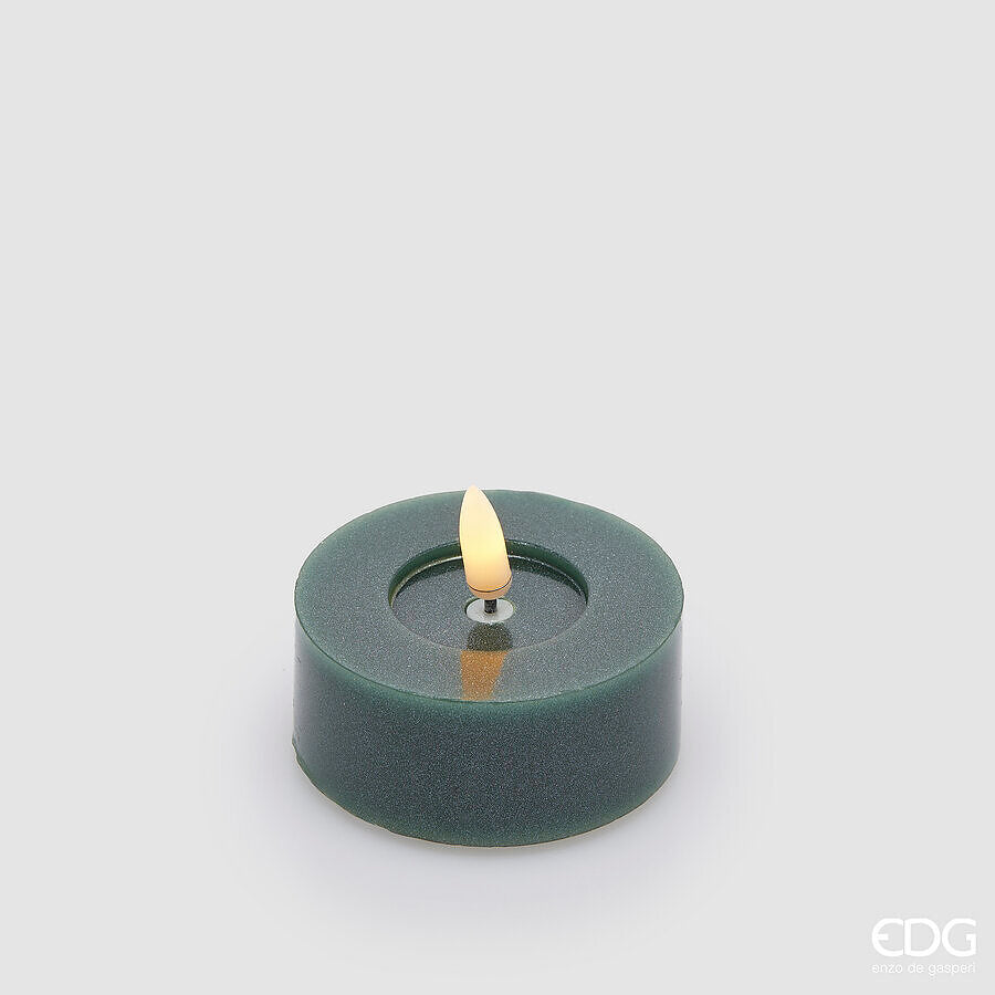 EDG Enzo De Gasperi Set 2 Candele LED Glitter Verdi Ø3 cm IP20 – Decorazione Natalizia