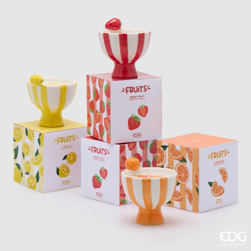 EDG Enzo De Gasperi Duftkerze Frucht Keramik mit Duft H 10 cm D 10 cm Beerenfrüchte