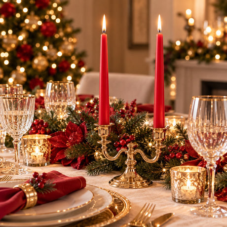 EDG Enzo De Gasperi Set 2 Stabkerzen Rot H25 Ø2,2 cm – Weihnachtliche Dekorationskerzen