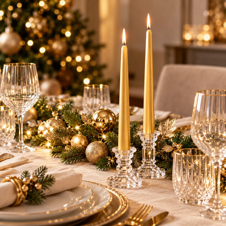 EDG Enzo De Gasperi 2er Set Stabkerzen Gold H25 Ø2,2 cm – Dekorative Weihnachtskerzen