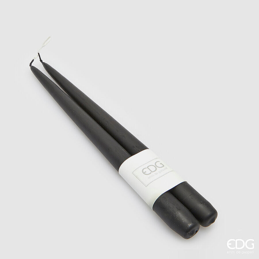 EDG Enzo De Gasperi Set 12 Kerzen zum Stecken H30 Ø2,2 cm Schwarz – Dekokerzen