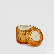 EDG Enzo De Gasperi Kristallkerze mit Vase + Geschenkbox H 10,5 cm D 10,5 cm Ocker