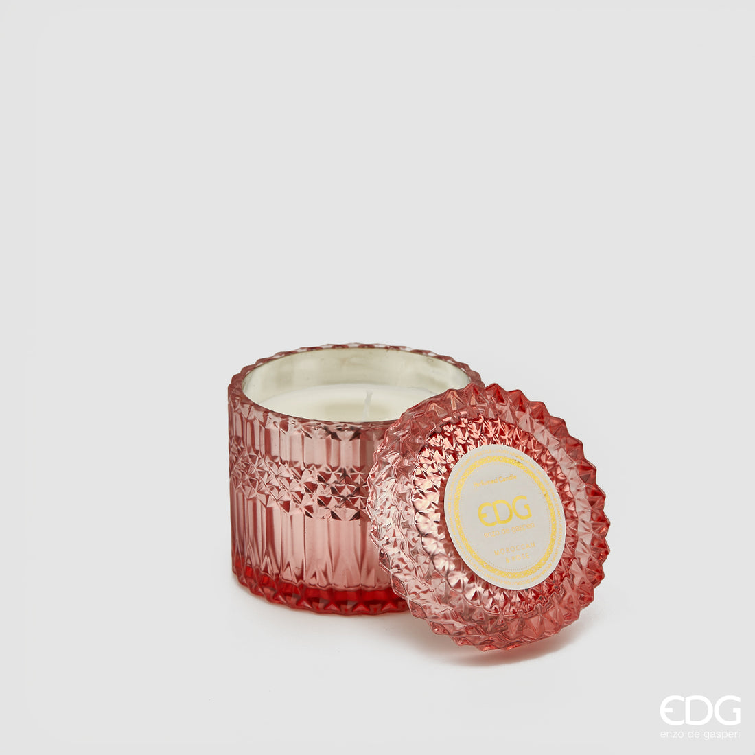 EDG Enzo De Gasperi Kerze Crystal mit Vase + Geschenkbox H 10,5 cm D 10,5 cm Rosa Pink