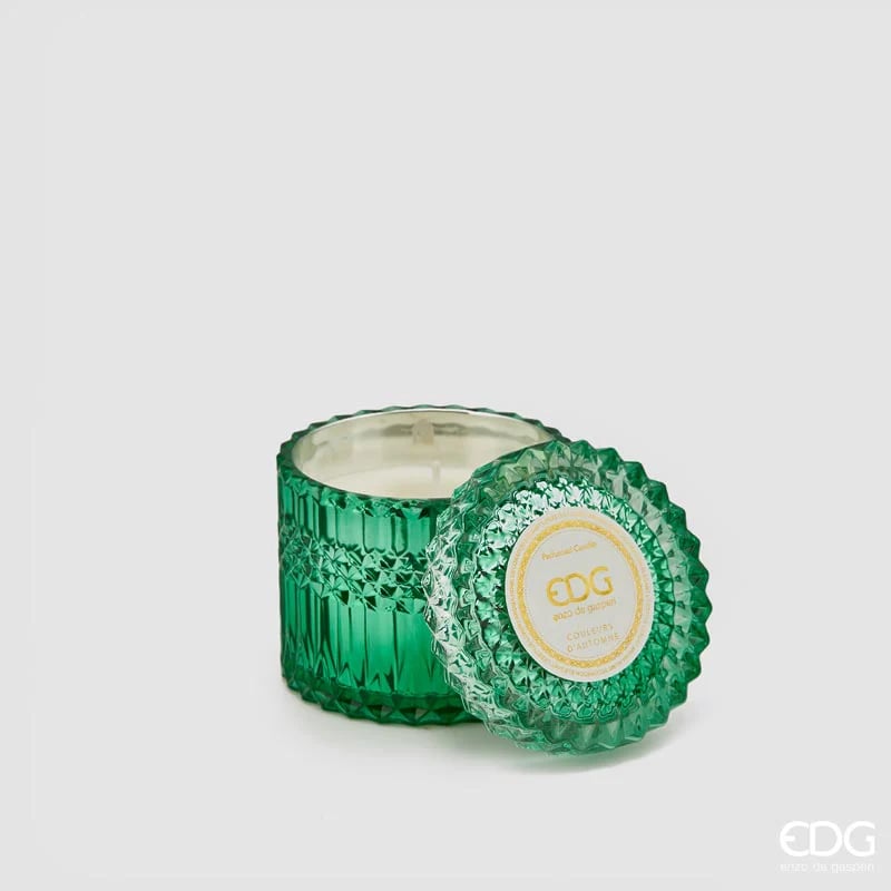 EDG Enzo De Gasperi Kerze Crystal mit Vase + Geschenkbox H 10,5 cm D 10,5 cm Grün Verde