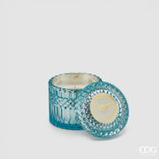 EDG Enzo De Gasperi Kerze Crystal mit Vase + Geschenkbox H 10,5 cm D 10,5 cm Blau