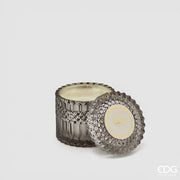 EDG Enzo De Gasperi Duftkerze Crystal mit Vase + Geschenkbox H 10,5 cm D 10,5 cm Grau