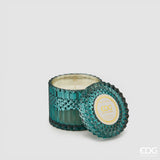 EDG Enzo De Gasperi Kerze Crystal mit Vase + Geschenkbox H 10,5 cm D 10,5 cm Teal