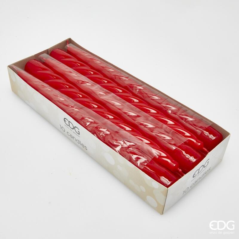 EDG Enzo De Gasperi Kerze Stelo Twist H 23 Cm D 22 Mm Pack 10 Stk Rot