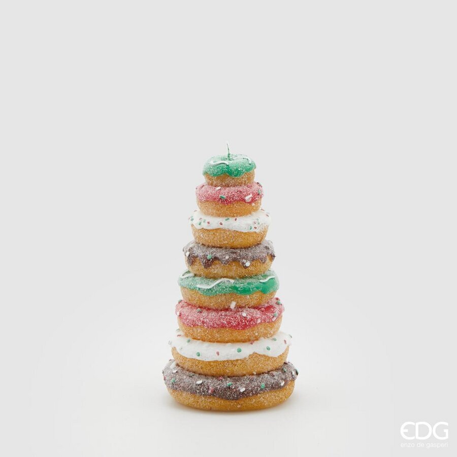 EDG Enzo De Gasperi Donut-Kerze H 18 cm D 10 cm Grün Rot