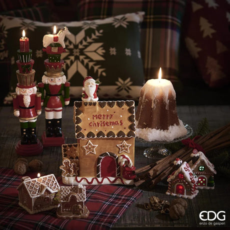 EDG Enzo De Gasperi Candela Natale Pandoro H 11 Cm D 9 Cm Camel