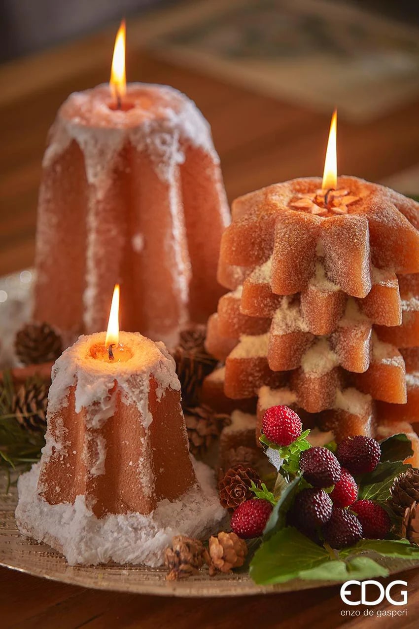 EDG Enzo De Gasperi Candela Natale Pandoro H 17 Cm D 15 Cm Camel