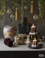 EDG Enzo De Gasperi Candela Natale Pandoro H 17 Cm D 15 Cm Camel