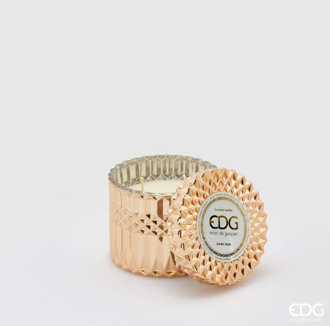 EDG Enzo De Gasperi Kerze Crystal New + Geschenkbox H10,5 D11 Dark Rum