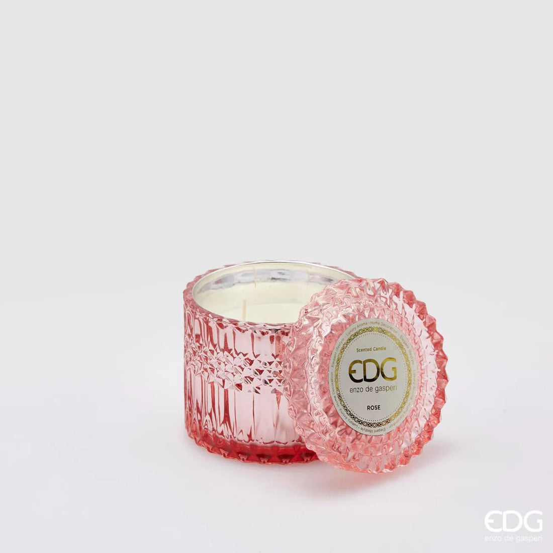 EDG Enzo De Gasperi Kerze Crystal New + Geschenkbox H10,5 D11 Rose