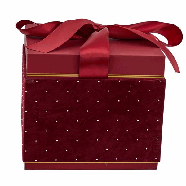 L'Arcolaio Scatola Natalizia Quadrata in Velluto Grande Velvet Red 18,6x18,6X16,3 Cm